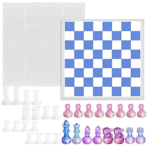SENHAI chess Resin Mold Set, 1Pc Silicone chess Board Mold and