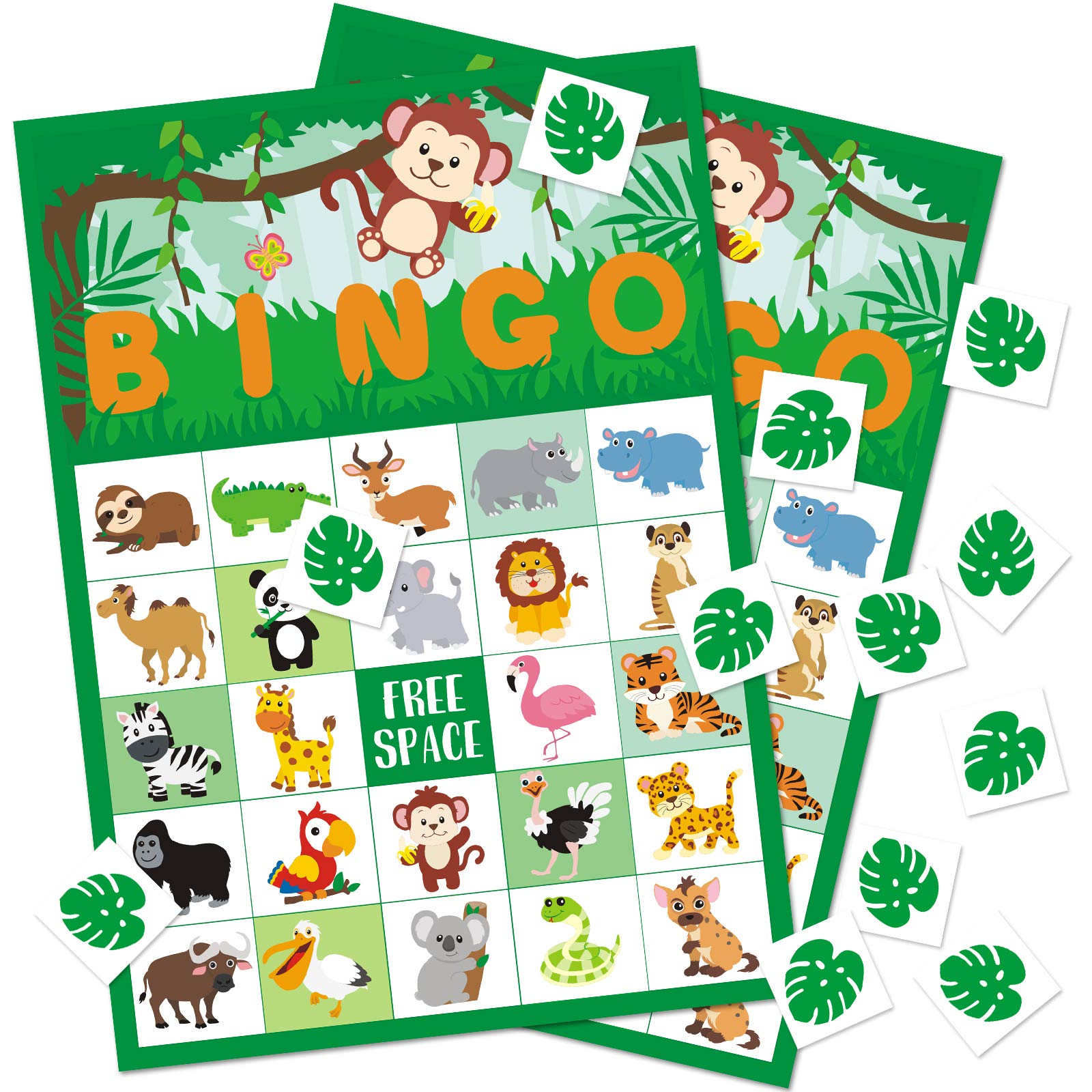 Bessmoso Safari Party Bingo game Jungle Theme Party Favors Supplies Safari Jungle Birthday Baby Shower games for Kids Adults 24 Players