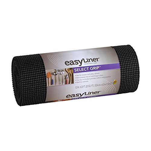 Duck Non-Adhesive Shelf Liner Select Grip EasyLiner, 12-inch x 20 Feet, Black