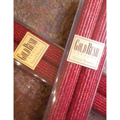 Gold Rush 8 Inch Natural Beeswax Glitter Candles, Ruby Red Color, Boxed Set of 2 Candles