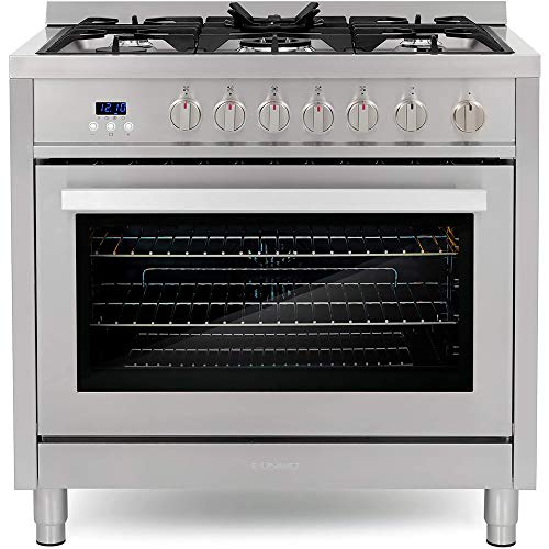 Cosmo COS-965AGFC 36 in. Gas Range with 5 Burner Cooktop, 3.8 cu. ft. Capacity Rapid Convection Oven with 5 Functions, Heavy Dut