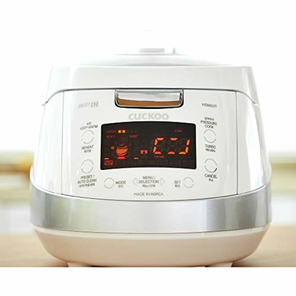 CUCKOO CRP-HS0657FW | 6-Cup (Uncooked) Induction Heating Pressure Rice Cooker | 11 Menu Options, Stainless Steel Inner Pot, Made
