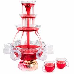 Nostalgia 3-Tier Party Fountain with LED Lighted Base, 1.5 Gallon 8 Cup, Clear