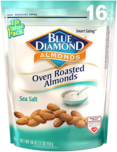 Blue Diamond Almonds Oven Roasted Snack Nuts, Sea Salt, 16 Oz Resealable Bag (Pack of 1)