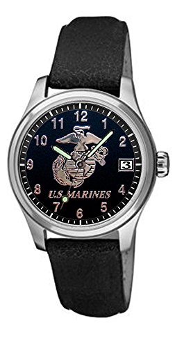Aqua Force Marines Frontier Watch with 40mm Black Face and Leather Strap
