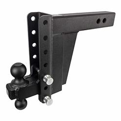 BulletProof Hitches 2.5" Adjustable Extreme Duty (36,000lb Rating) 8" Drop/Rise Trailer Hitch with 2" and 2 5/16" Dual Ball (Bla