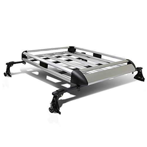 Auto Dynasty 50 inches x 31 inch Aluminum Roof Rack Top Cargo Carrier Basket+Cross Bar (Silver)