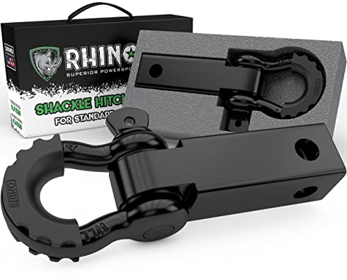 Rhino USA Shackle Hitch Receiver, Best Towing Accessories for Trucks & Jeeps, Connect Your Rhino Tow Strap for Vehicle Recovery,