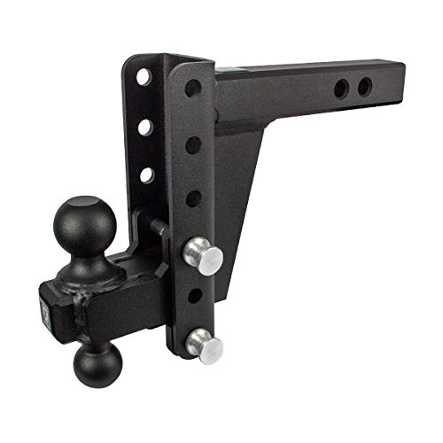 BulletProof Hitches 2.0" Adjustable Extreme Duty (30,000lb Rating) 6" Drop/Rise Trailer Hitch with 2" and 2 5/16" Dual Ball (Bla
