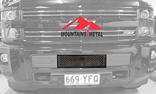 Mountains2Metal Punisher Skull Editon Powder Coated Black Bumper Grille Insert Compatible with 2015-2019 Chevy Silverado 2500 35