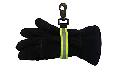 LINE2design Heavy Duty Firefighter Glove Strap with Green Reflective Trim Fire Gear Bags - Ultimate Turnout Gear Bags Firefighti
