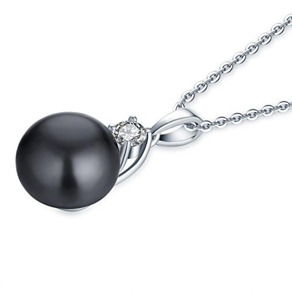 JO WISDOM 925 Sterling Silver Black Freshwater Cultured Pearl Pendant Necklace JO WISDOM Jewelry for Women,Girls