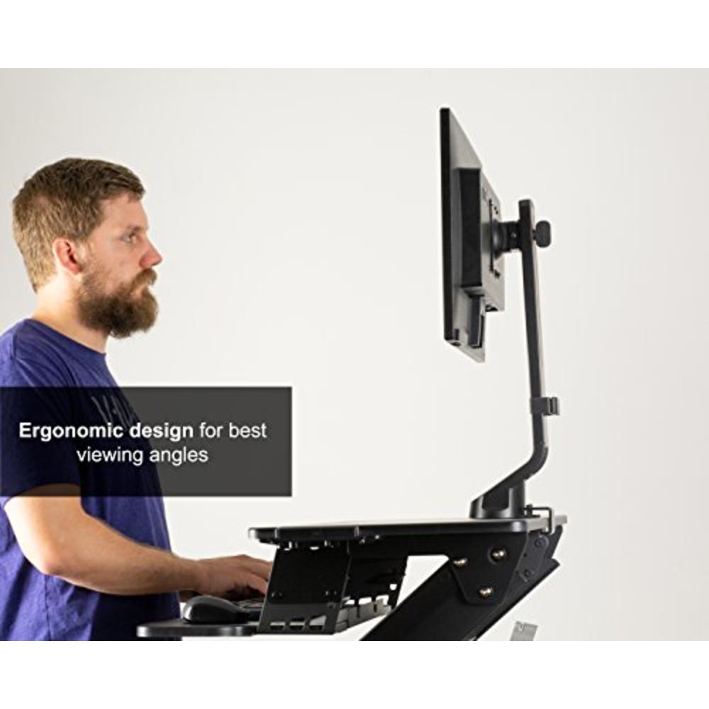 VIVO Adjustable Single Monitor Mount for Sit-Stand Workstation, Desk Converter, Monitor Arm Fits 1 Screen up to 32 inches, STAND