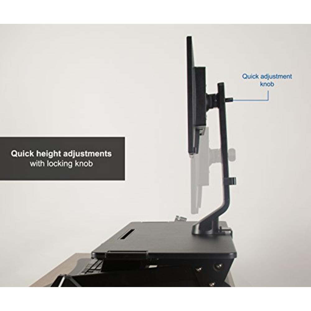 VIVO Adjustable Single Monitor Mount for Sit-Stand Workstation, Desk Converter, Monitor Arm Fits 1 Screen up to 32 inches, STAND