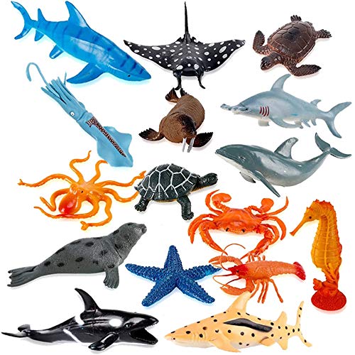 Liberty Imports Large Deep Sea Animals - Ocean Underwater Creatures -  Realistic Plastic Marine Toy Figures - Educational Toys