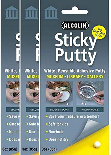 Alcolin 1 Sticky Putty- Reusable Museum & Gallery Quality Adhesive Putty  (3-Pack)