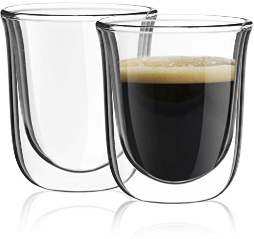 JoyJolt Javaah Double Walled Espresso Glasses, Set of 2 Nespresso Cups 2-Ounce