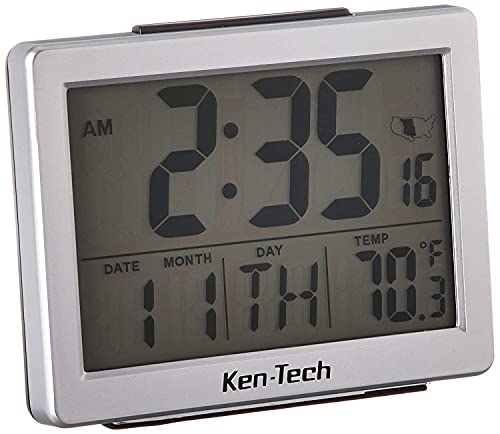 Sonnet Ken-Tech T-4652 Atomic Radio Controlled LCD A larm Clock, 1.5-Inch, Black Blue Light
