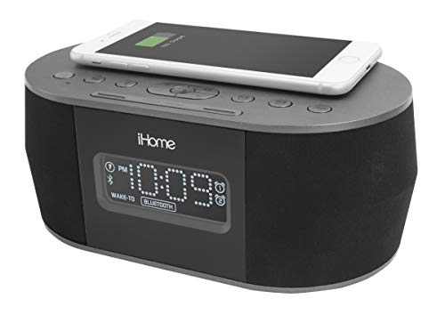 iHOME iBTW38 Wireless Charging Bluetooth Alarm Clock,Black