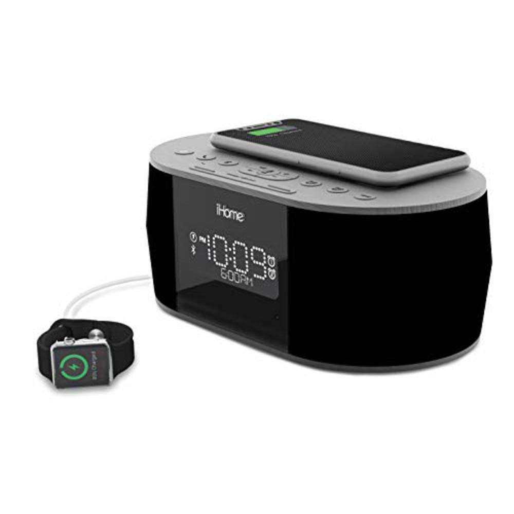 iHOME iBTW38 Wireless Charging Bluetooth Alarm Clock,Black