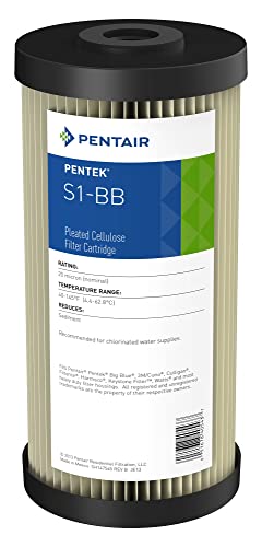 Pentek Pentair 155405-43 S1-BB Pleated Cellulose Sediment Water Filter Cartridge 20 Micron 9-3/4"x4-1/2", Pack of 8