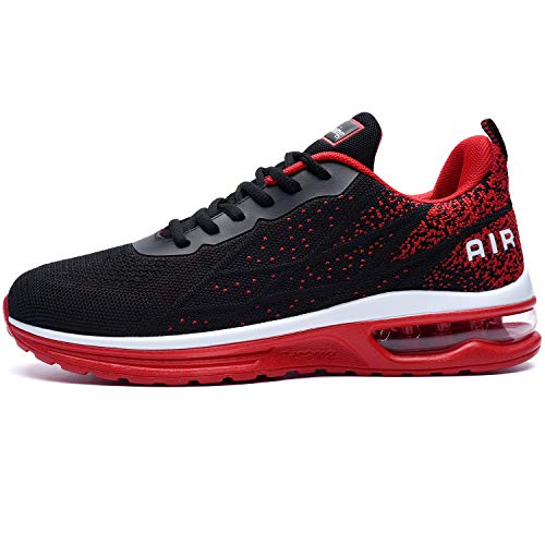 M MAGPER Mens Breathable Air Running Sneakers Lightweight Gym Athletic Tennis Shoes(BlackRed US 9.5D(M))