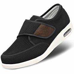 Orthoshoes Mens Diabetic Edema Shoes Lightweight Walking Mesh Breathable Sneakers Strap Adjustable Easy On and Off for Elderly,