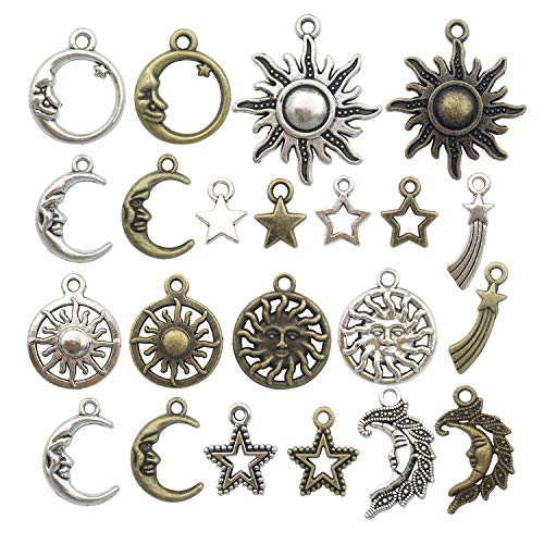 iloveDIYbeads 100g (About 80pcs) Craft Supplies Celestial Collection Charms Pendants for Crafting, Jewelry Findings Making Accessory for DIY N