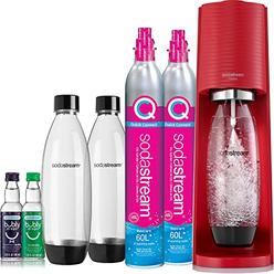 SodaStream Terra Sparkling Water Maker Bundle (Red), with CO2, DWS Bottles, and Bubly Drops Flavors