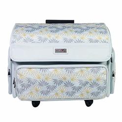 Everything Mary 4 Wheels Collapsible Deluxe Sewing Machine Storage Case, White - Rolling Trolley Carrying Bag for Brother, Singe