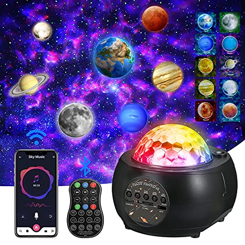 RCMo Galaxy Projector,Night Lights Projector for Livingroom Ceiling Projector, Bluetooth Music Player Mutiple Solar System Projector