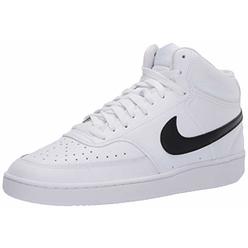 Nike Mens Court Vision Mid Sneaker, White/Blackwhite, 9.5 Regular US
