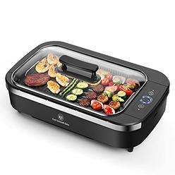 Xinxing Linkmath Ele Smokeless Indoor Grill-Electric Grill With Tempered Glass Lid, Removable Nonstick Grill Plate, 15" X 9" Surface,Turbo Smoke Extr