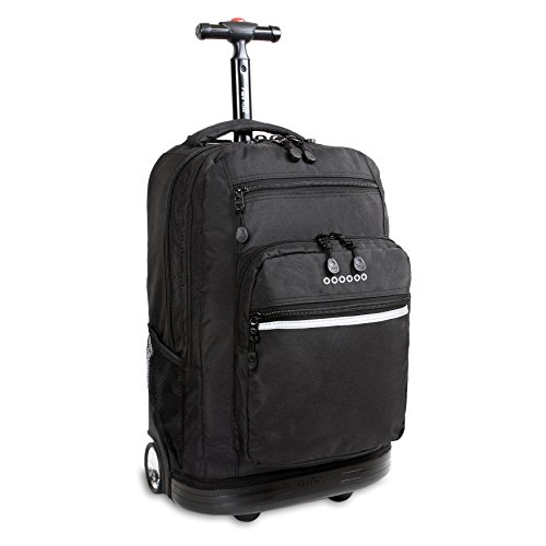 J World New York Sundance Rolling Backpack Girl Boy Roller Bookbag, Black, One Size