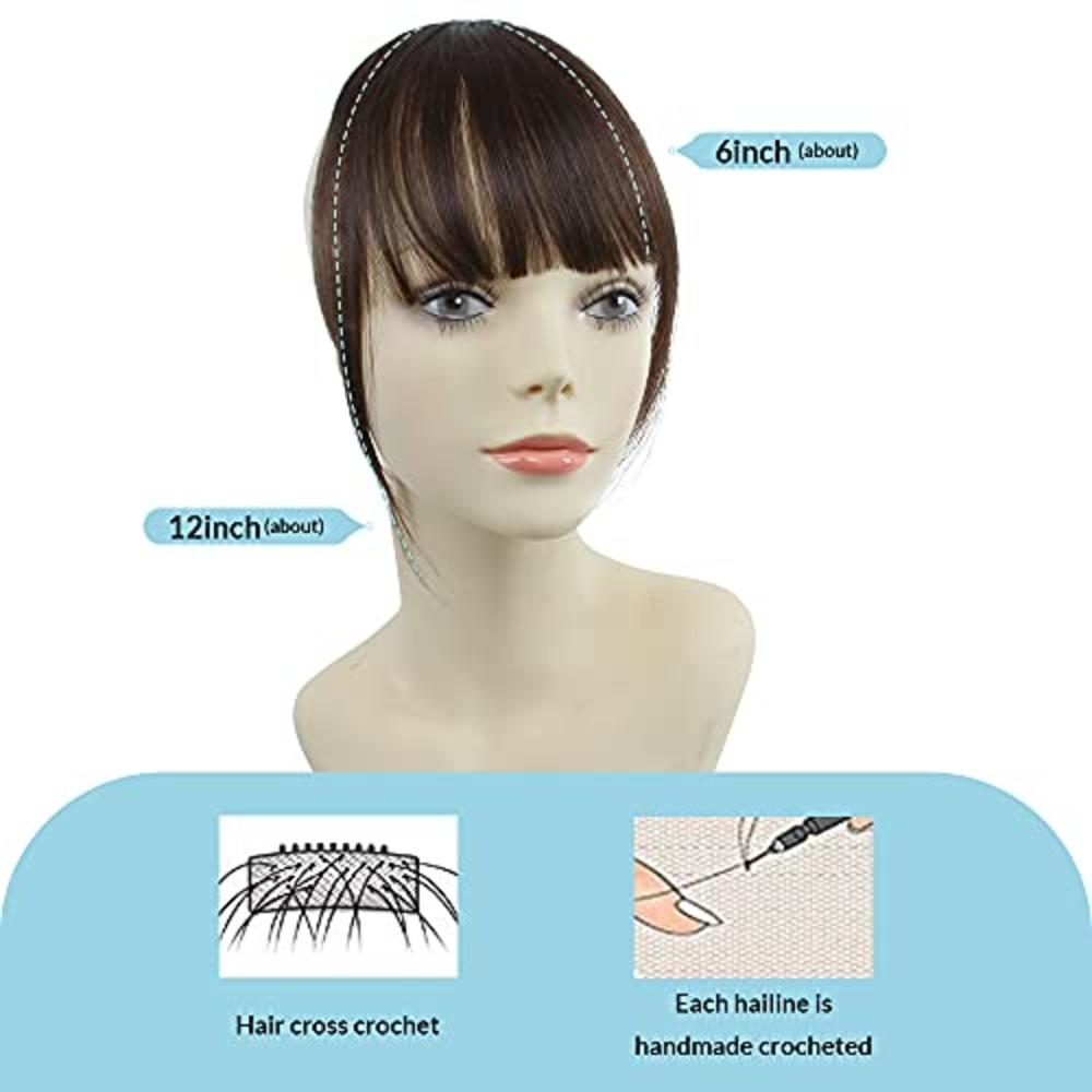 SHINON Shinon Clip in Bangs Dark Brown Human Hair Bang Fringe Hair Real  Natural Bangs Fashion Clip in Hair Extension