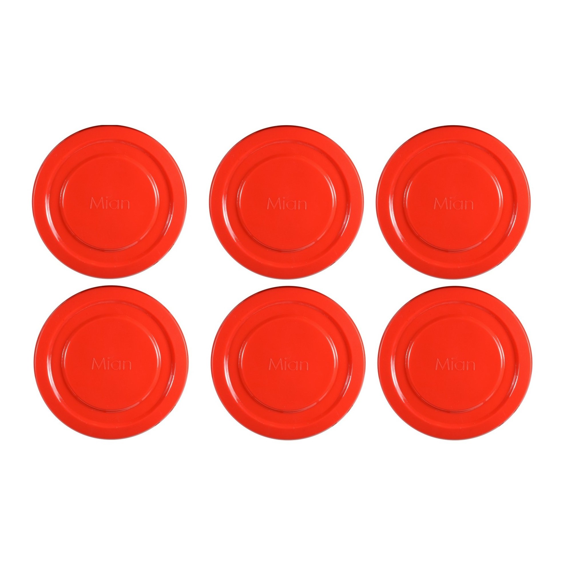 Mian Red Plastic Lids fits Luminarc Working glass 6 Pack