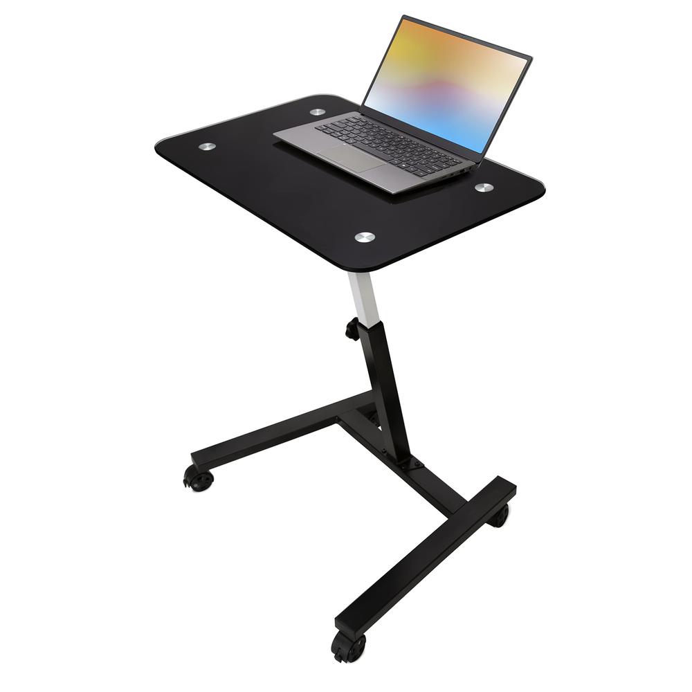 Seville classics Solid-Top Height Adjustable Mobile Laptop computer Desk cart Ergonomic Home Office Stand Rolling Table, Tempere