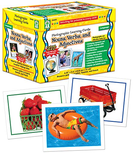 Carson Dellosa Educa Carson-Dellosa Key Education Nouns, Verbs, and Adjectives Photographic Learning Cards-K-Grade 5 Flashcard Set for Building Vocab