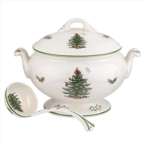 Spode Christmas Tree 75th Anniversary 4 Quart Footed Tureen and Ladle