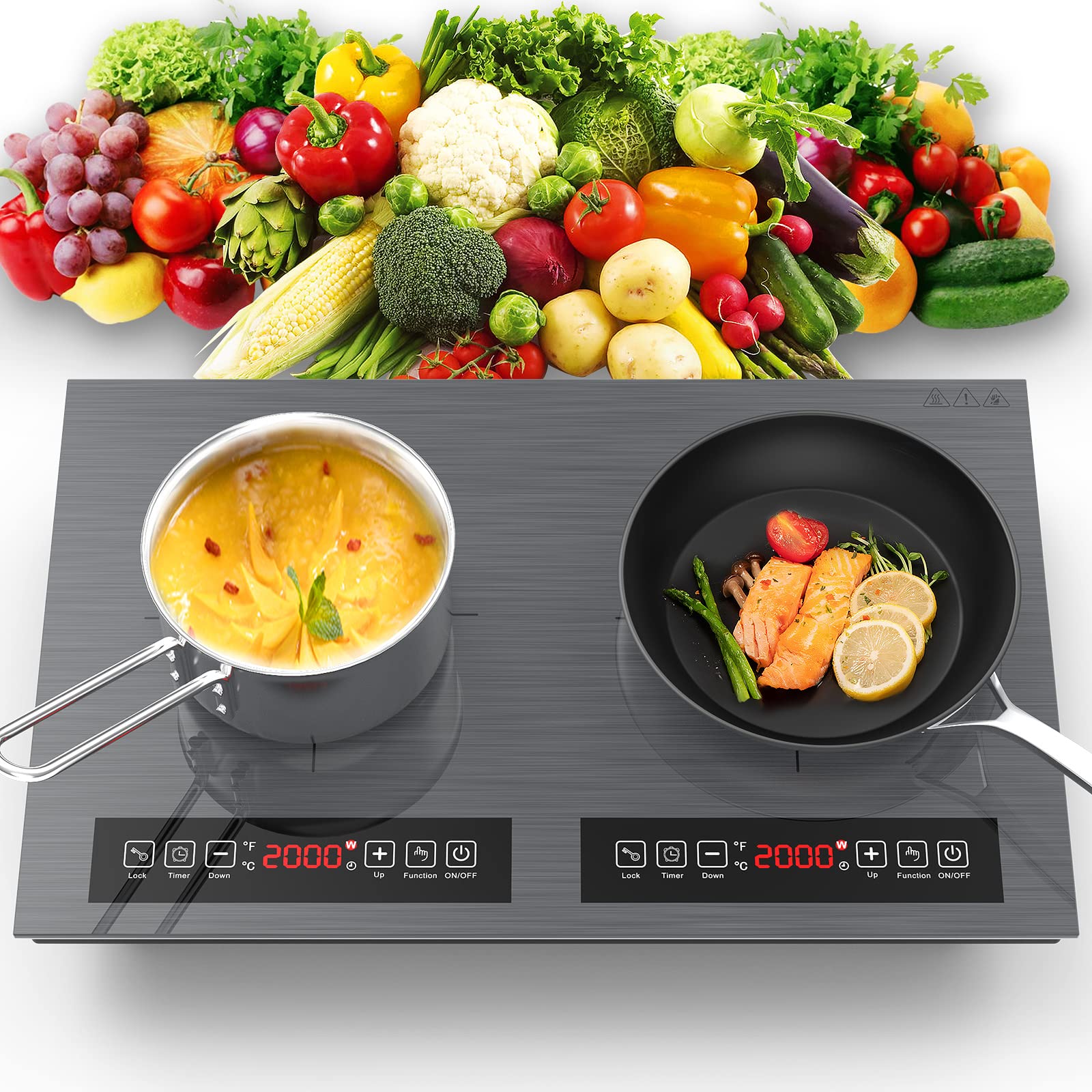 GTKZW Induction cooktop, 110V Electric cooktop 24 inch, LED Touch Screen Burner, Overheat Protection Function Hot Plate, 9 Temperature