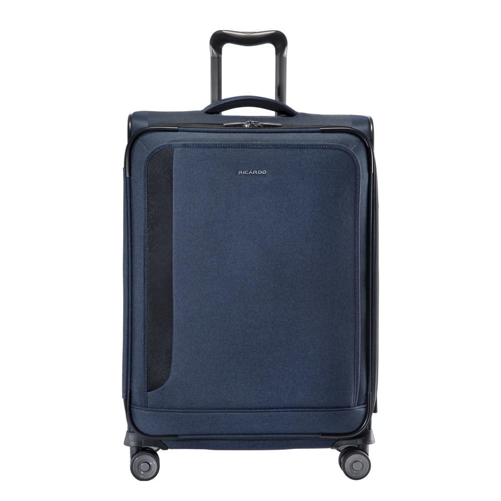 Ricardo Beverly Hills Malibu Bay 3.0 Softside, 4 Wheel Spinner, Lightweight Suitcase, Unisex, Stylish, Blue, Checked-Medium 25-I
