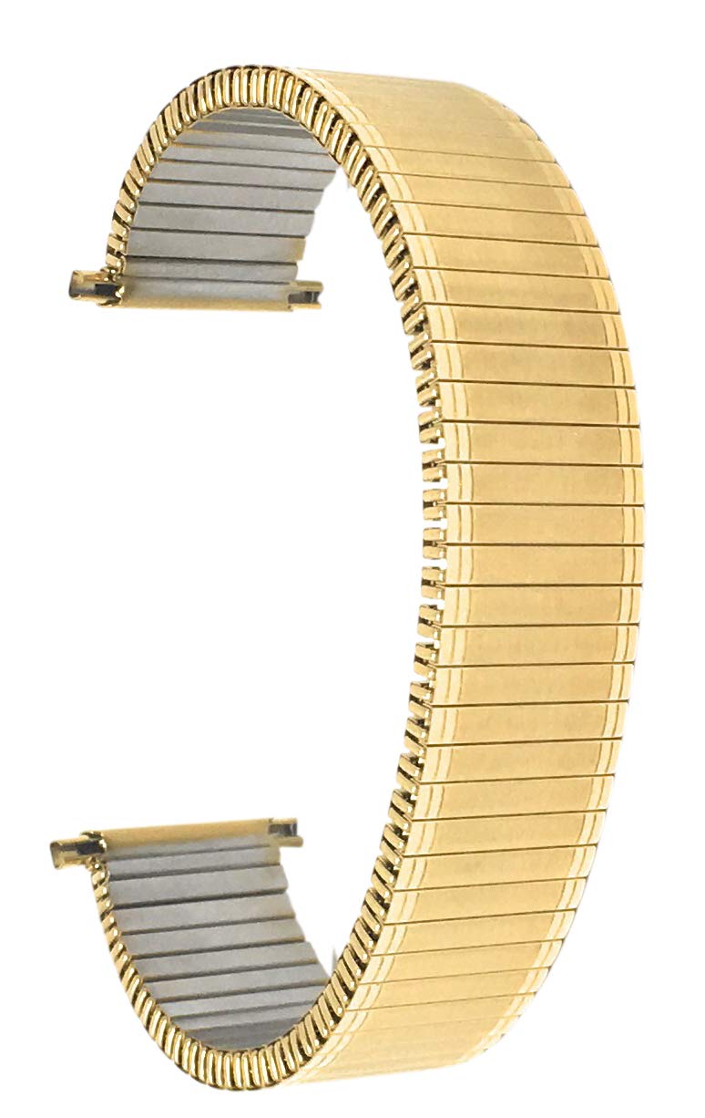 Bandini 20mm gold Tone Stainless Steel Stretch Watch Strap for Men, Straight End, Metal Expansion Watch Band, No Buckle