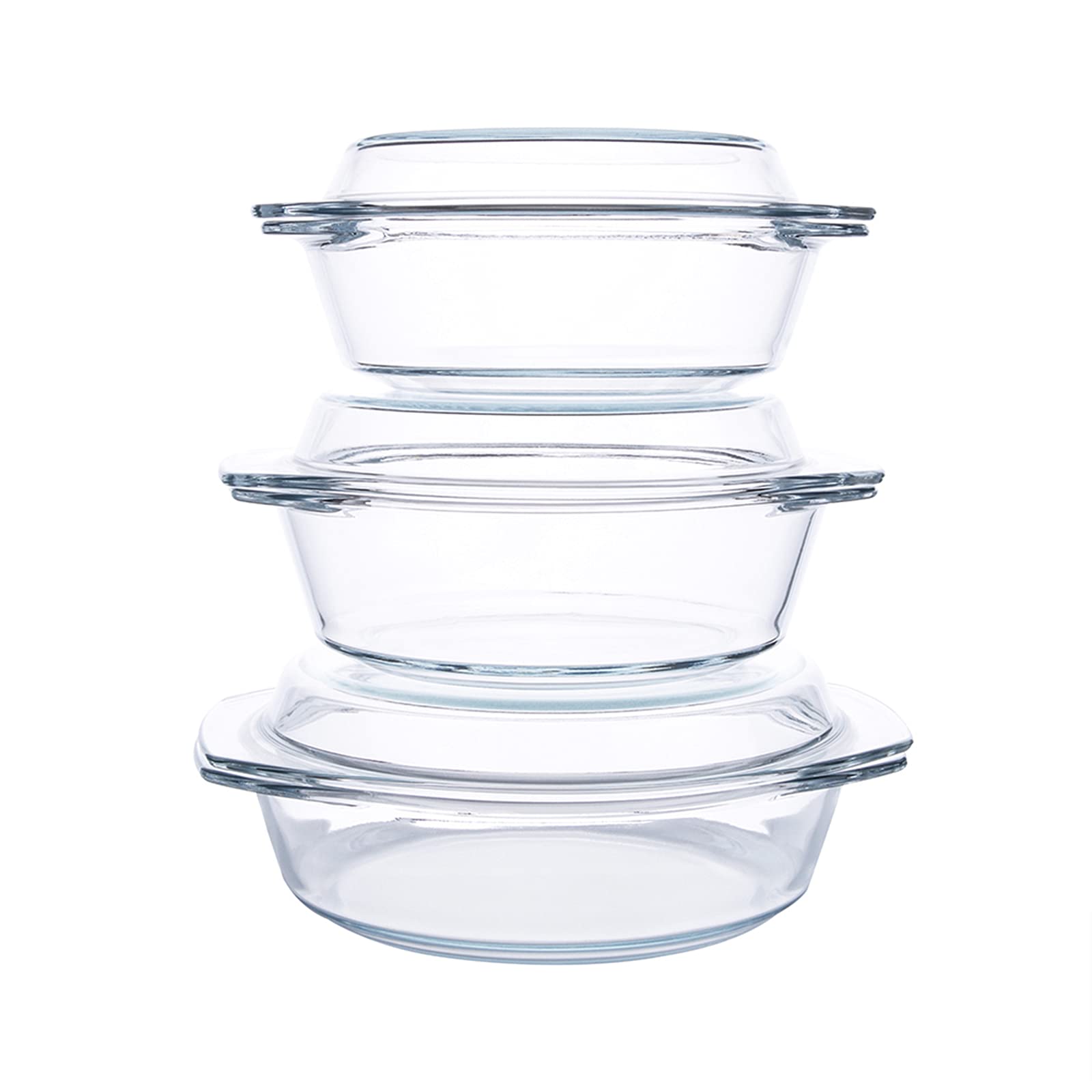 HUSANMP Set of 6 Pieces Round Tempered glass casserole Dish with Lids, glass casserole Baking Dish Set for Oven, Freezer and Dis