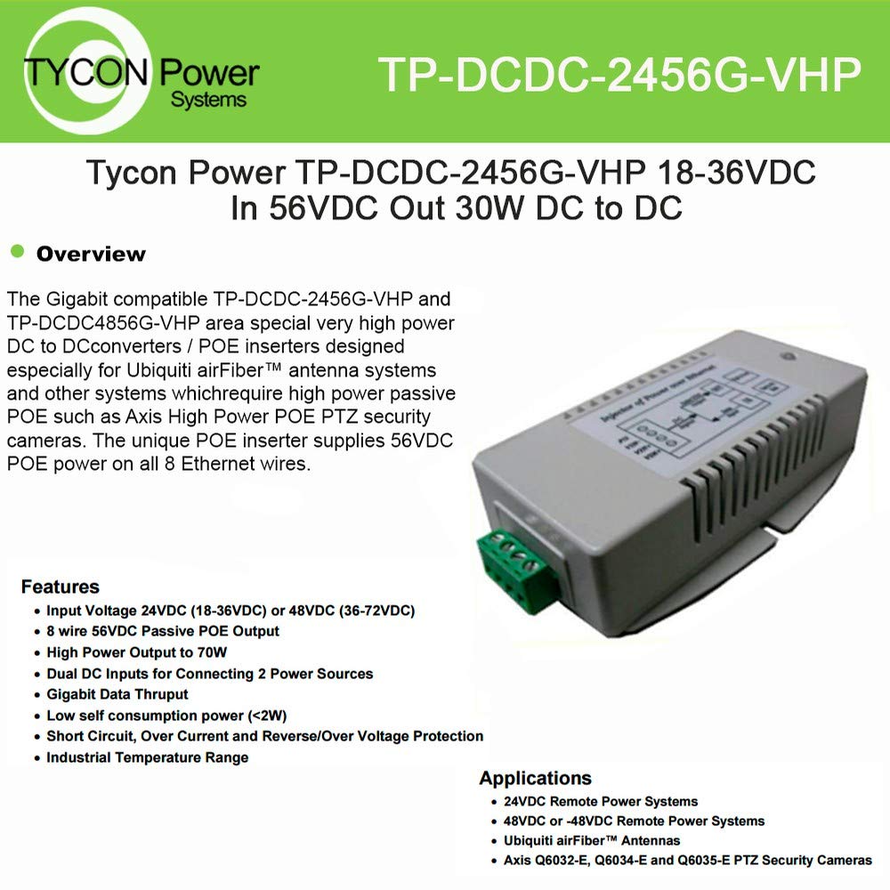 Tycon Power Systems Tycon Systems Inc TP-DcDc-2456g-VHP 18-36vdc in 56vdc Out 70w Dc converter