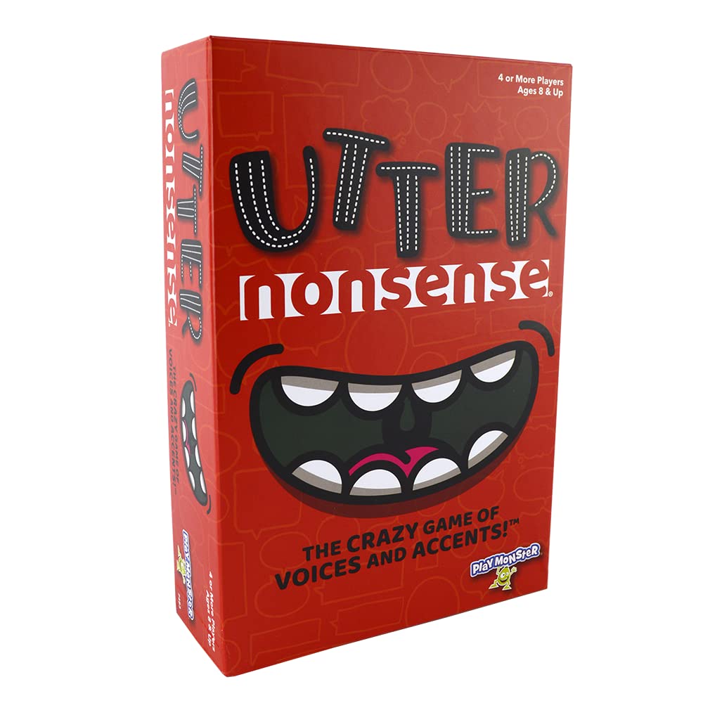 playmonster utter nonsense -- the crazy game of voices and accents -- ridiculous family fun -- ages 8+ -- 4-20 players, red