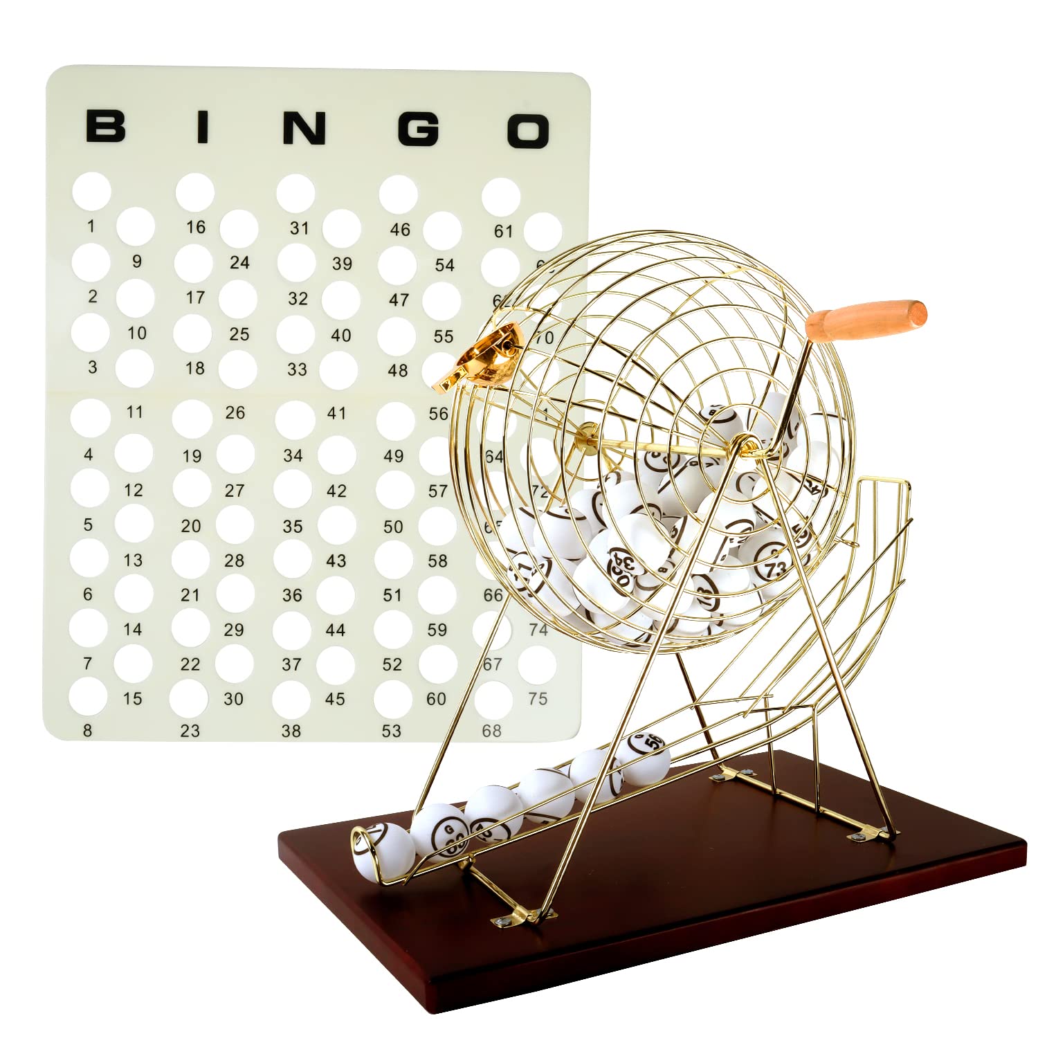 GSE Games & Sports E gSE Bingo Tumbler Bingo game Set with cage and Balls Large Brass Bingo cage 15-Inch Ping Pong Style Bingo Balls Plastic Masterbo
