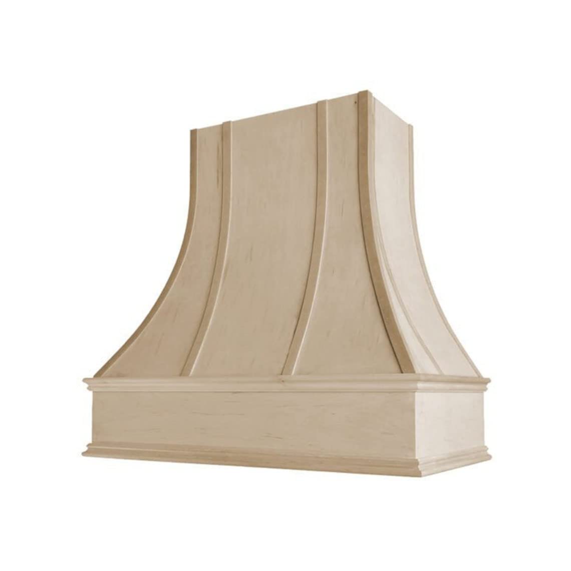 Riley & Higgs curved Front Unfinished Range Hood cover With Decorative Molding - Wall Mounted Wood Range Hood covers, Plywood an