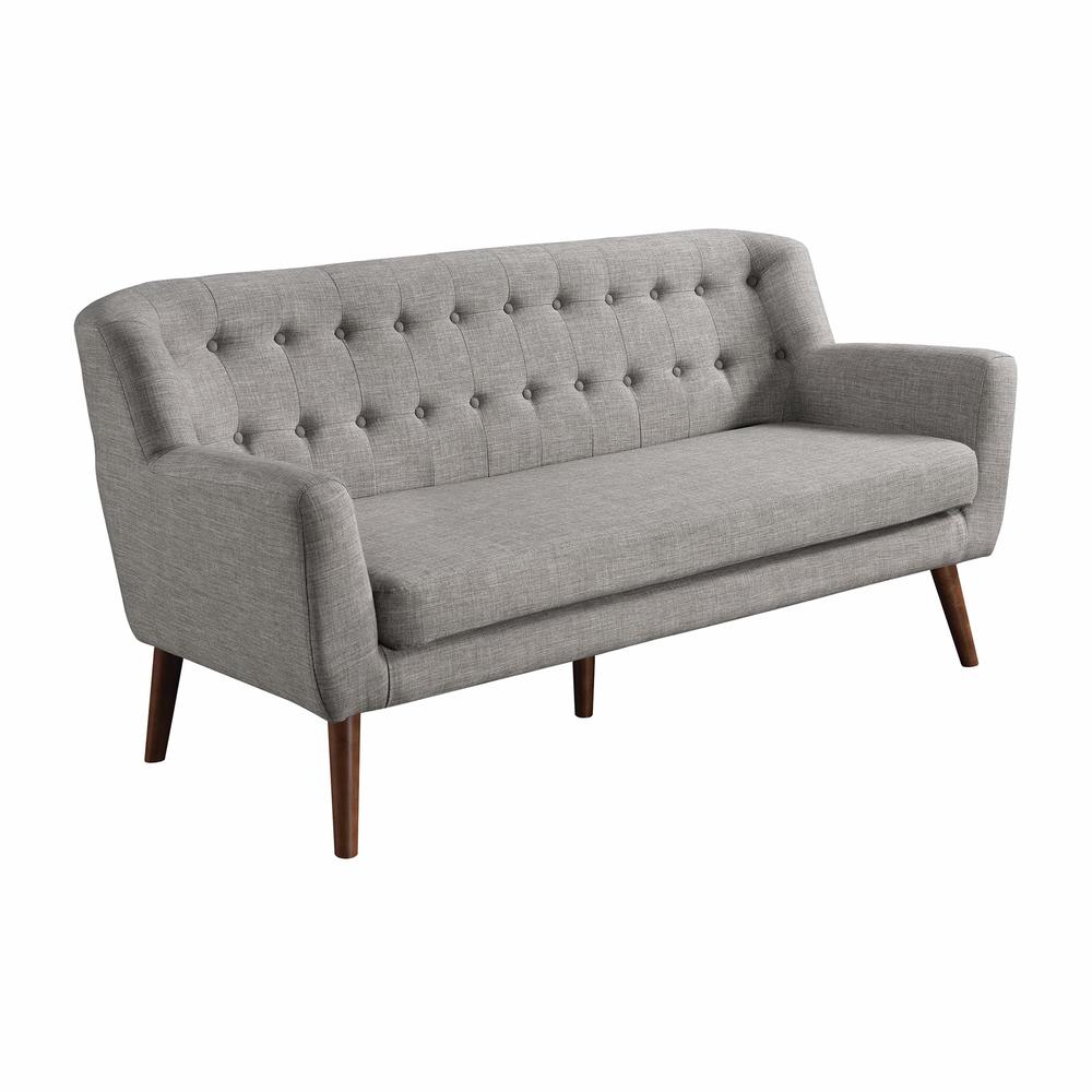 OSP Home Furnishings Mill Lane Seating with Button Tufted Design and Spring Cushion Support, Sofa, Cement Grey Fabric