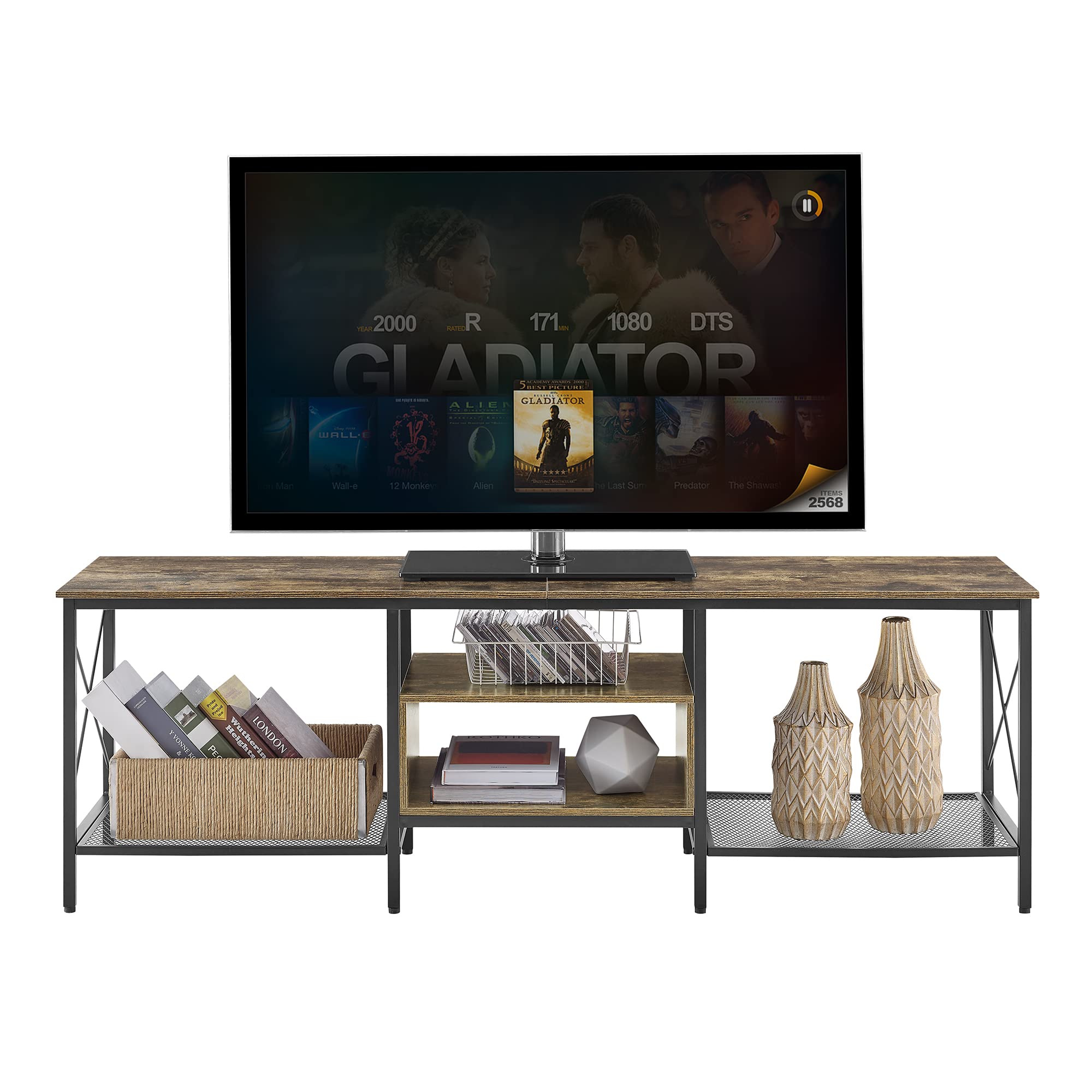 VECELO VEcELO Industrial TV Stand for 75 Inch Television 3Tier