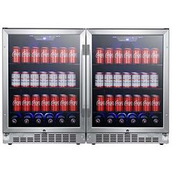 EdgeStar cBR1502SgDUAL 47 Inch Wide 284 can Built-In Side-by-Side Beverage cooler with LED Lighting